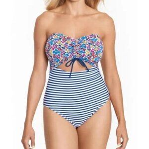 Time and Tru Ditzy Daisy Striped One Piece Swimsuit - Size M (8/10)
